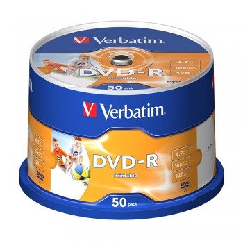 Verbatim Inkjet Printable DVD-R 4.7GB 120min (50pcs/Spindle)