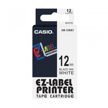 Casio Ez-Label Tape Cartridge - 12mm, Black on White (XR-12WE1)