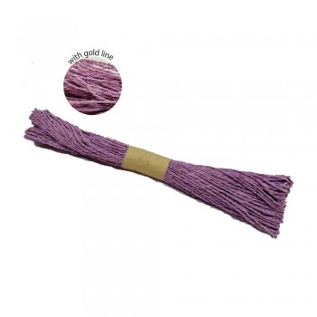 Colorful Paper Rope 25meters with Gold Line - Purple
