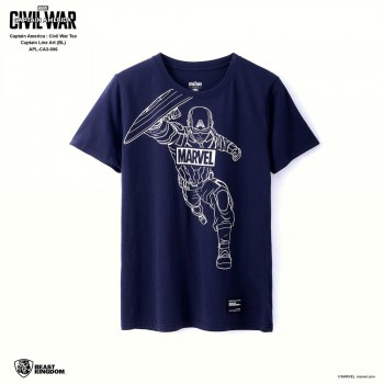 Marvel Captain America: Civil War Tee Captain Line Art Uniform - Blue, Size L (APL-CA3-006)