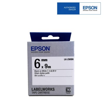 Epson LK-2WBN LabelWorks Tape - 6mm Black on White Tape (Item no: EPS LK-2WBN)