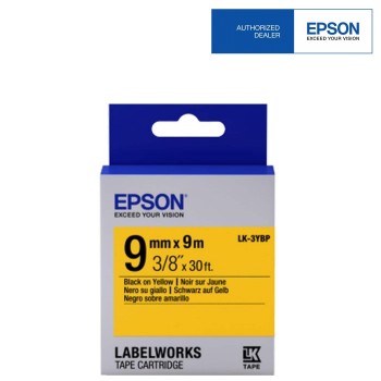 Epson LK-3YBP LabelWorks Tape - 9mm Black on Yellow Tape (Item No: EPS-LK-3YBP)