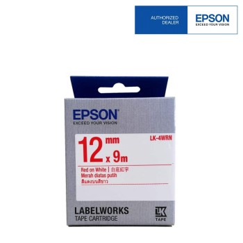 Epson LK-4WRN LabelWorks Tape - 12mm Red on White Tape (Item no: EPS LK-4WRN)